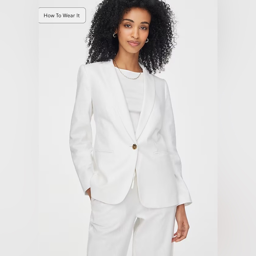 J. Crew White Linen-blend Holland Blazer
Size 00